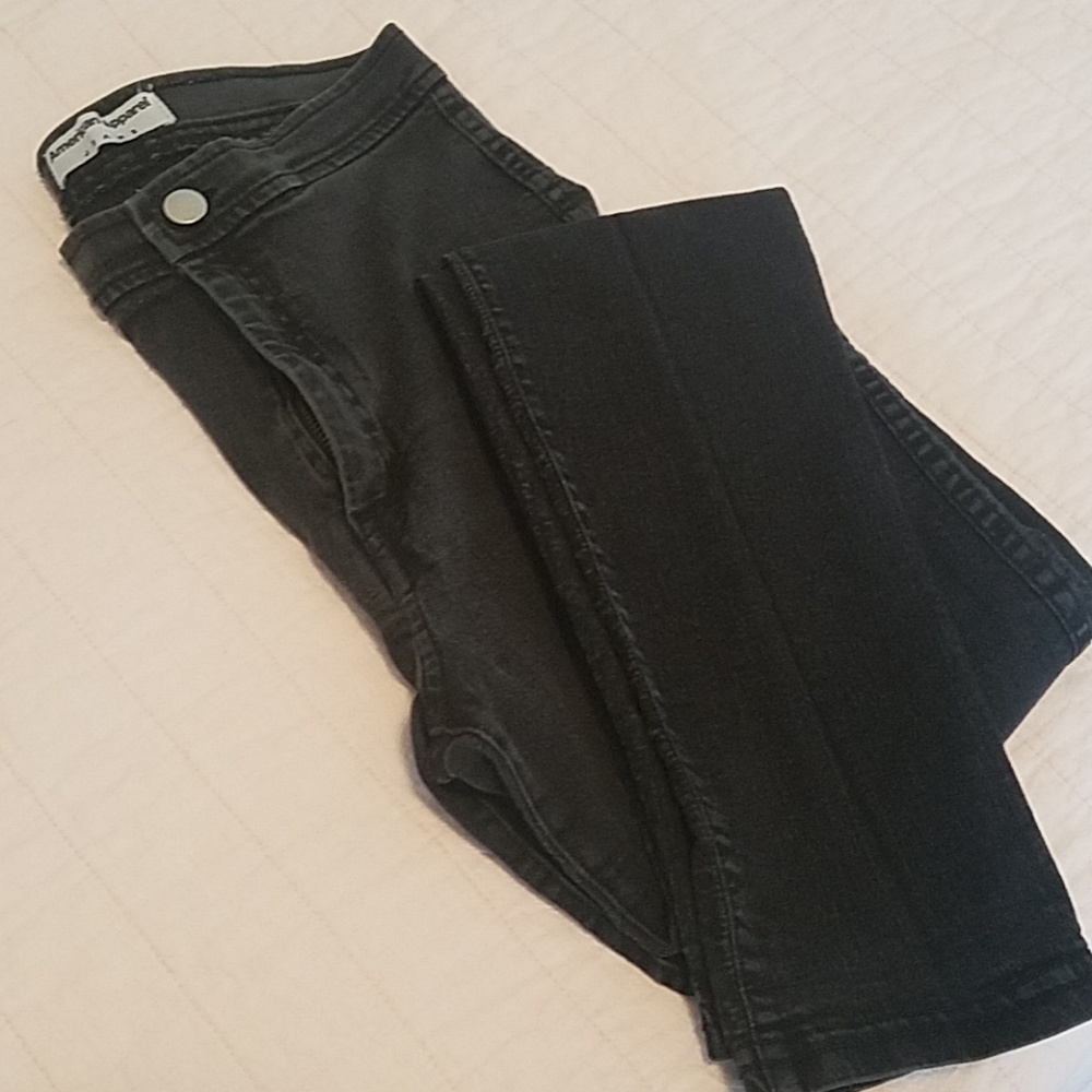American Apparel Faded Black Hi Waist Jeans